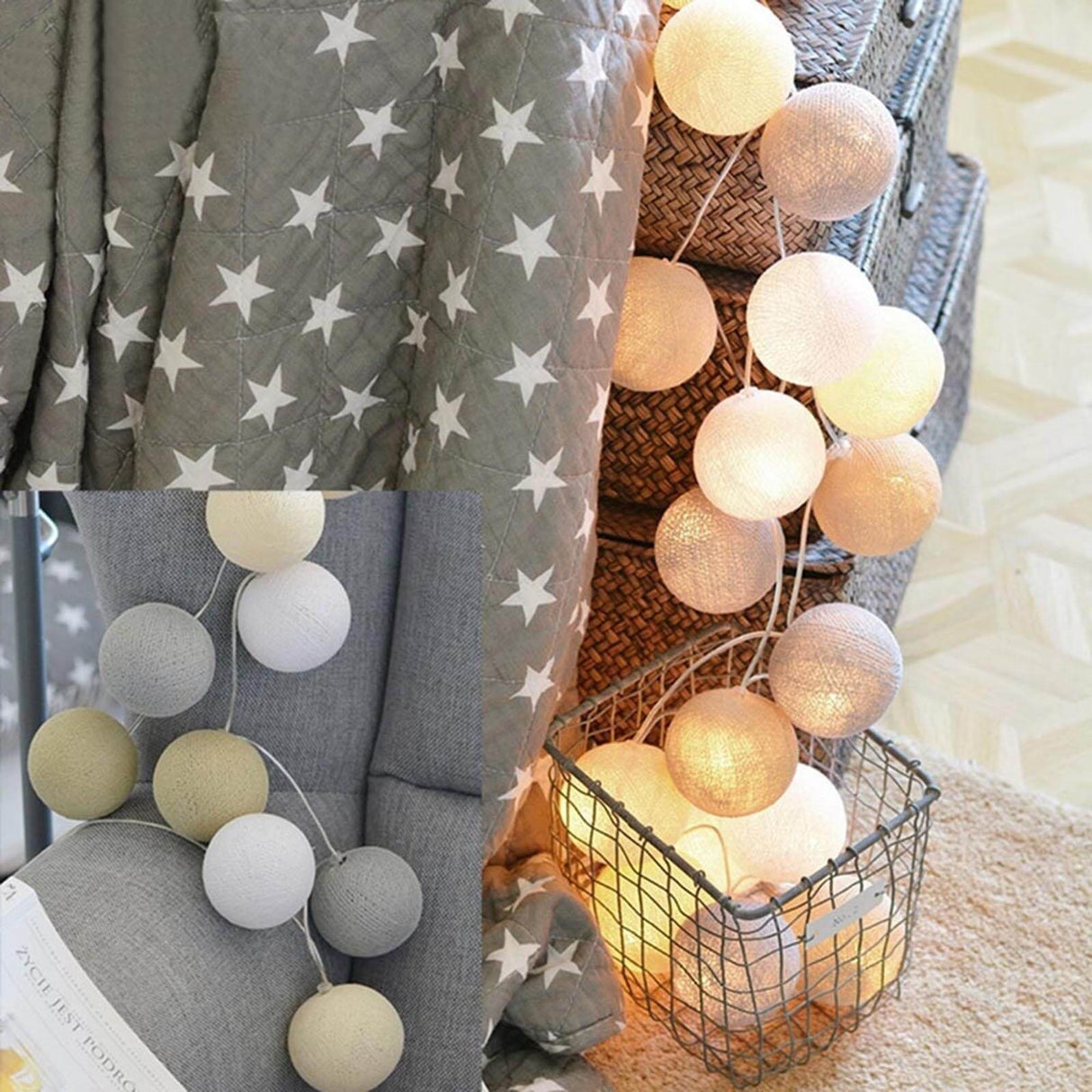 LED Cotton Ball String Light