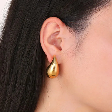 Vintage Gold Color Plated Chunky Dome Drop Earrings