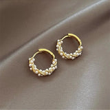 Korean New Simple Temperament Circle Pearl Earrings