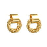 Retro Metallic Gold Color Multiple Small Circle Pendant Earrings