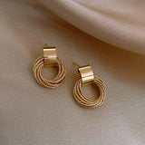 Retro Metallic Gold Color Multiple Small Circle Pendant Earrings