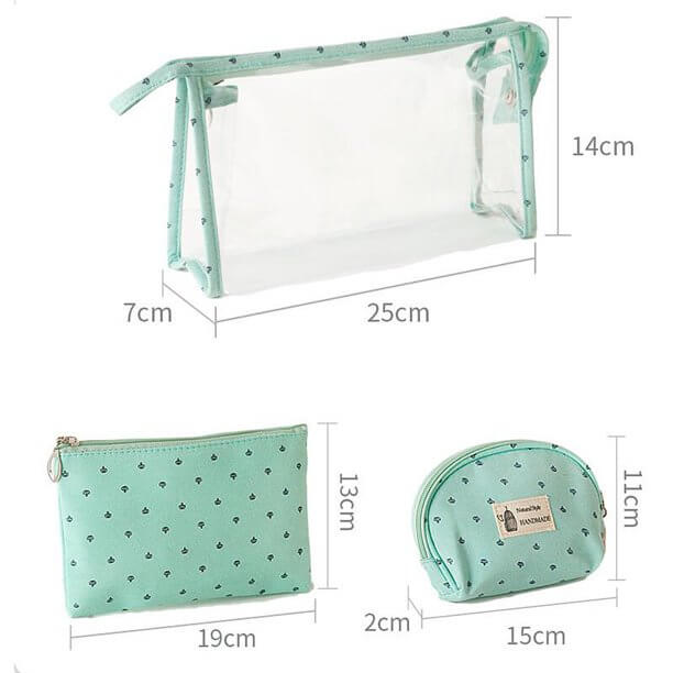 Transparent Cosmetic bag Makeup pouch travel Toiletry bag 3 in 1