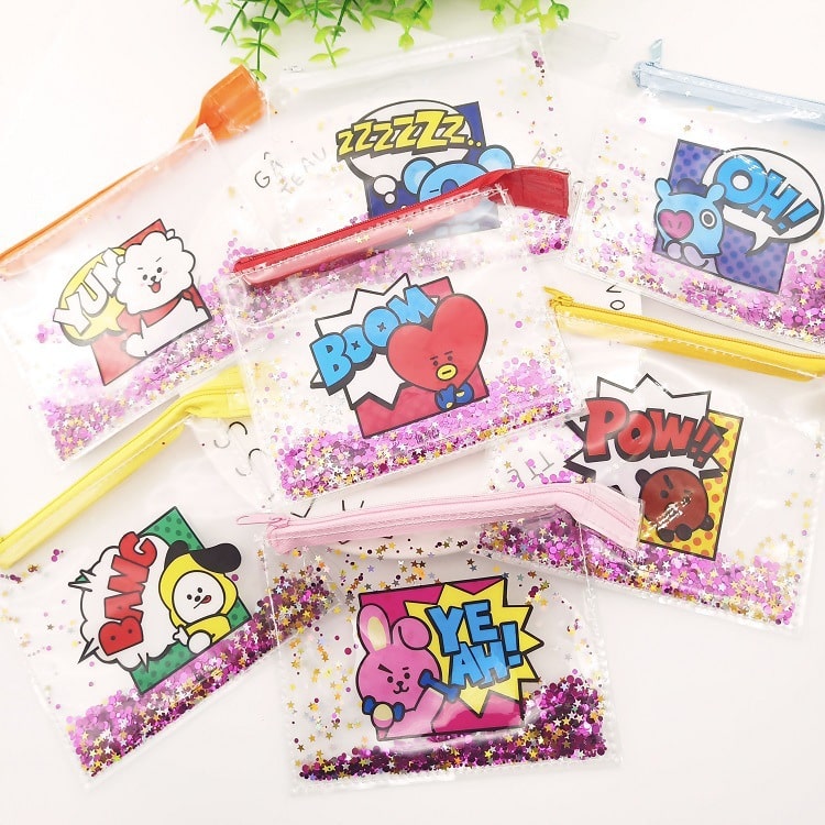 BT21 Sparkling Quicksand Plastic Pouch