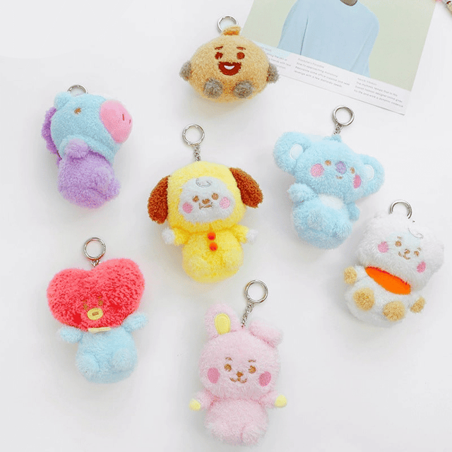 BT21 Keychain BTS Baby BT21 Fuzzy Series Keyring Hanging Doll
