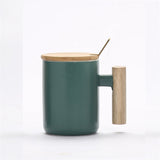 Japanese Wooden Handle & Lid Coffee Mug