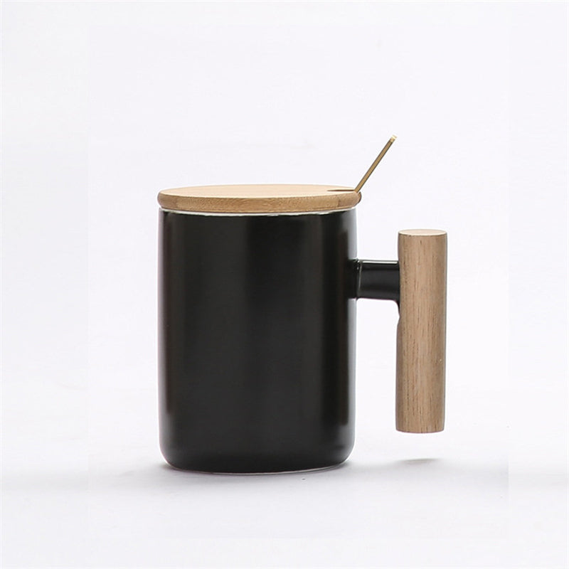 Japanese Wooden Handle & Lid Coffee Mug