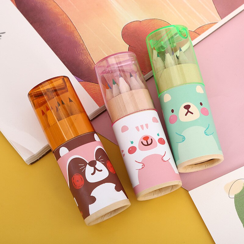 Kawaii Cute mini bear small pencil 1 box of 12 colors