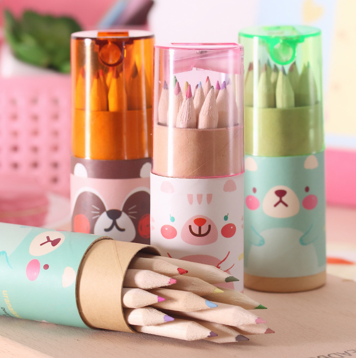 Kawaii Cute mini bear small pencil 1 box of 12 colors
