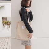 Korean Canvas Corduroy Tote Bag Casual Work Shoulder Handbags