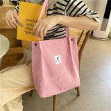 Korean Canvas Corduroy Tote Bag Casual Work Shoulder Handbags