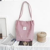 Korean Canvas Corduroy Tote Bag Casual Work Shoulder Handbags