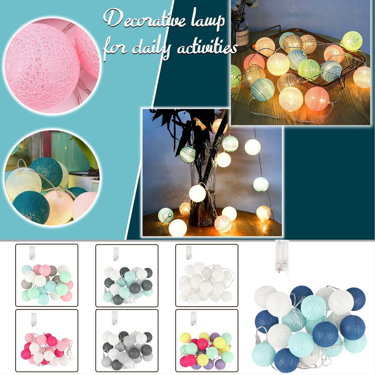 LED Cotton Ball String Light