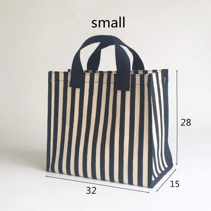 Summer Stripes Canvas Tote Bag - Stylish Women's Shopping Companion