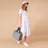 Summer Stripes Canvas Tote Bag - Stylish Women's Shopping Companion