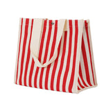 Summer Stripes Canvas Tote Bag - Stylish Women's Shopping Companion