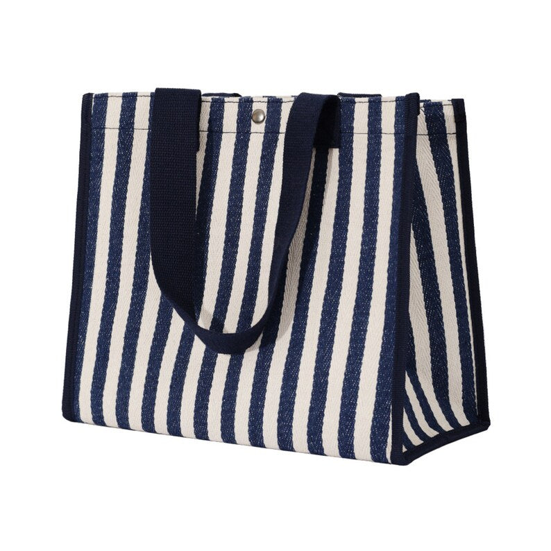 Summer Stripes Canvas Tote Bag - Stylish Women's Shopping Companion